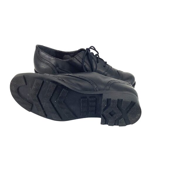 VTG Y2K Mudd Wingtip Shoes Size 9.5 Black Chunky Oxford Academia School Clueless - Picture 7 of 10